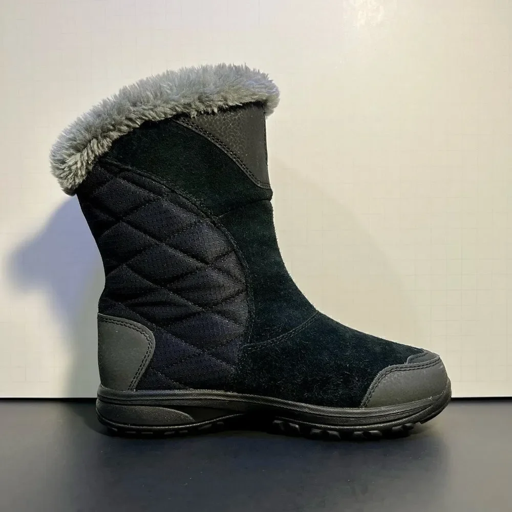 Womens COLUMBIA Ice Maiden II Black Waterproof Winter Faux Fur Boots / Size 6